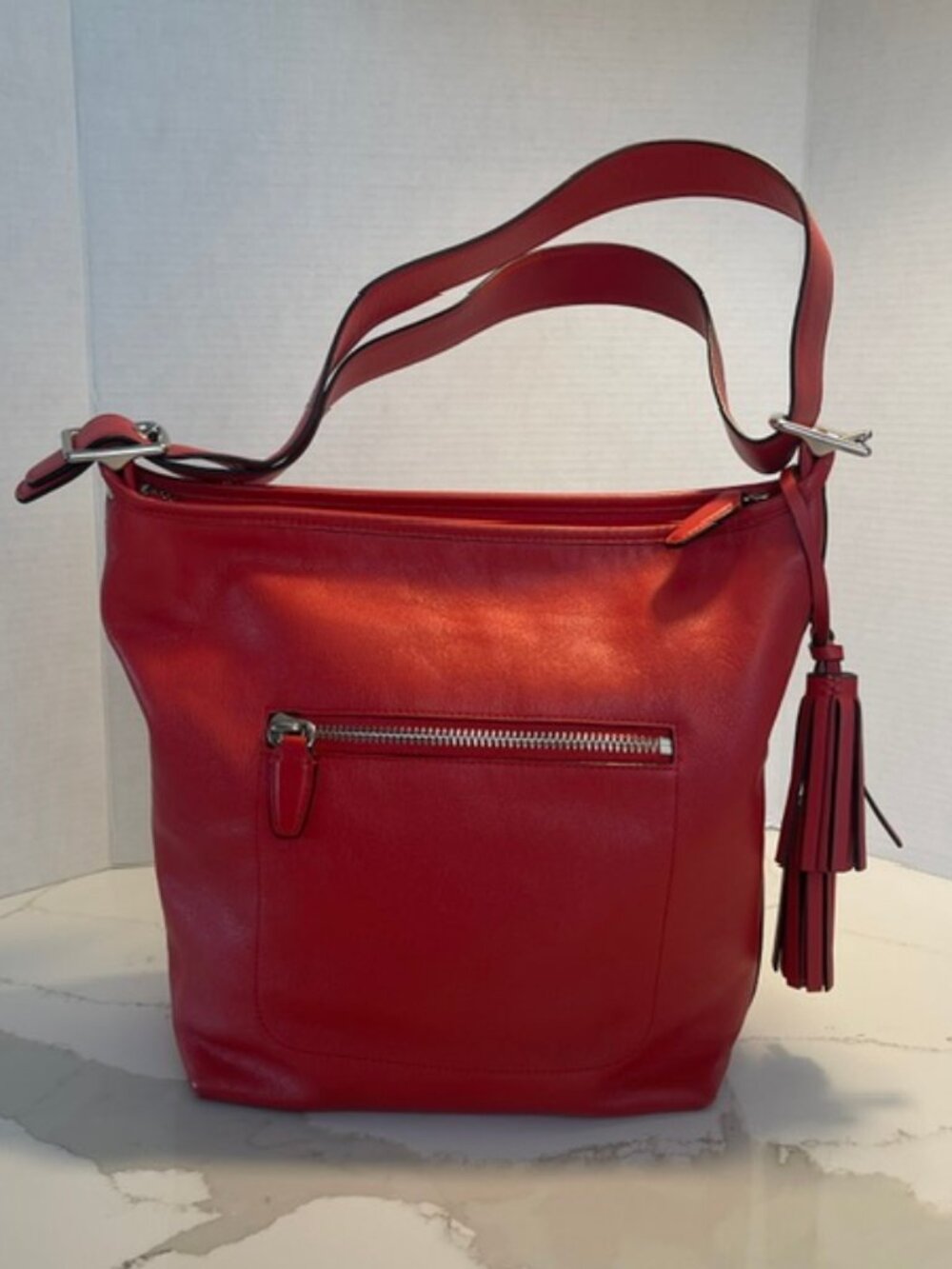COACH Legacy Leather Duffle Hobo 19889 Carnelian Red Convertible Crossbody Bag